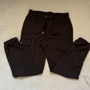 Michael Kors Jogger Pants Black Women's Medium Womens Drawstring Pockets